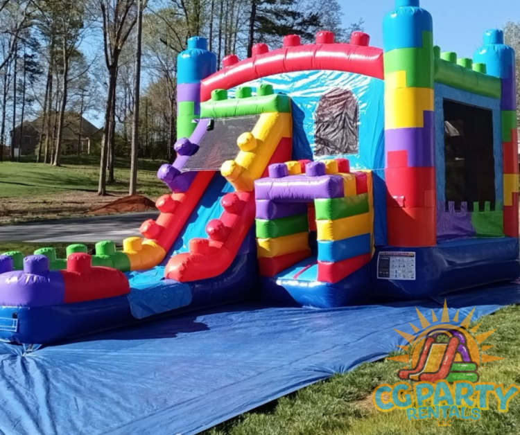 Block Party Bounce House with Slide (Wet or Dry) - CG Party Rentals LLC ...