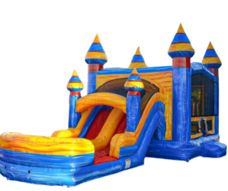 Double Lane Blue Lagoon Bounce House with Slide (Wet or Dry)