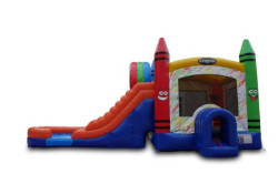 Double Lane Crayon Bounce House w/ Slide (Wet or Dry)