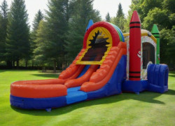 2 1758297032 Double Lane Crayon Bounce House w/ Slide (Wet or Dry)