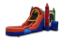 3 1758297032 Double Lane Crayon Bounce House w/ Slide (Wet or Dry)
